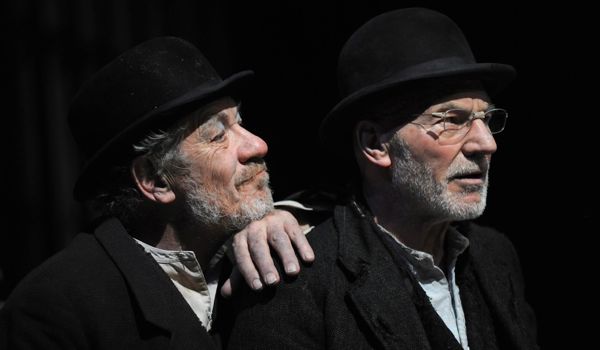 Ian McKellen (Estragon) and Patrick Stewart (Vladimir) in 'Waiting for Godot', photo by Sasha Gusov x600